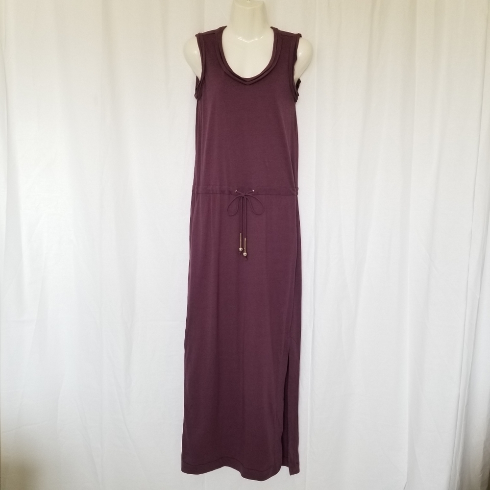 DIANE VON FURSTENBERG Women Dress Maxi Rae Purple Side Slit Hip Pockets DVF S
